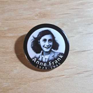 Pin badges and fridge magnets featuring Anne Frank