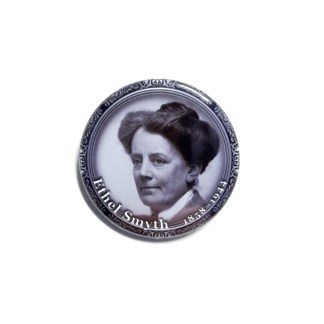 Pin badges and fridge magnets featuring Ethel Smyth