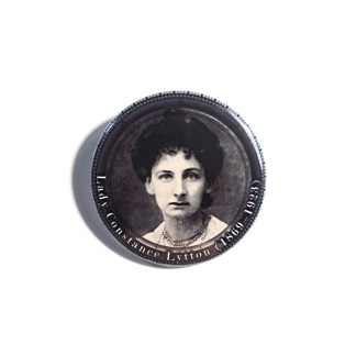 Pin badges and fridge magnets featuring Lady Constance Lytton