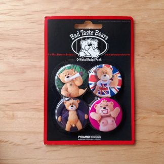 Pin badge set featuring the Bad Taste Bears
