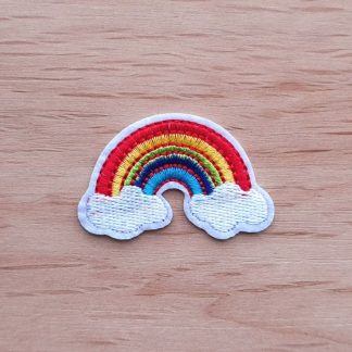 Little rainbow with white clouds - Iron on patch