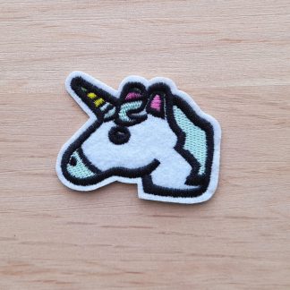 Iron-on patch featuring a Unicorn head with green mane