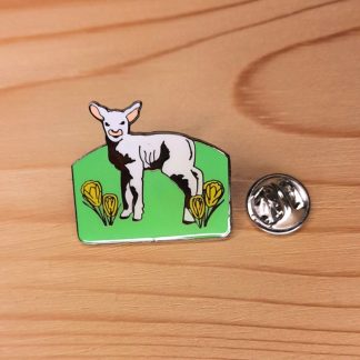Enamel clutch pin badge featuring a Spring Lamb