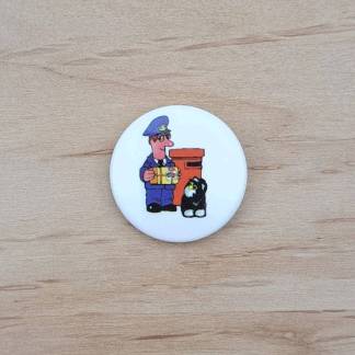 Postman Pat with cat Jess and post box - Pin badge
