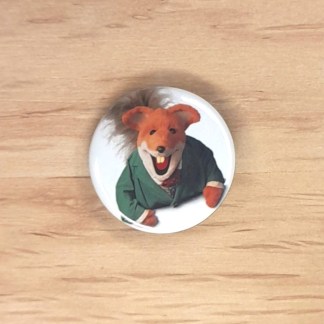 Pin badges and fridge magnets featuring Basil Brush