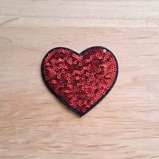 Sequined red heart - Iron On Patch