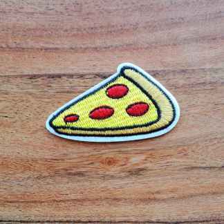 Iron-on patch featuring a slice of pizza