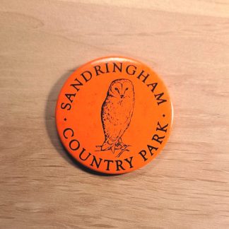 Pin badge from Sandringham Country Park featuring an owl
