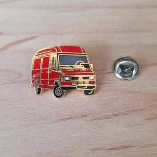 Enamel Pin Badge featuring a red Mercedes Van
